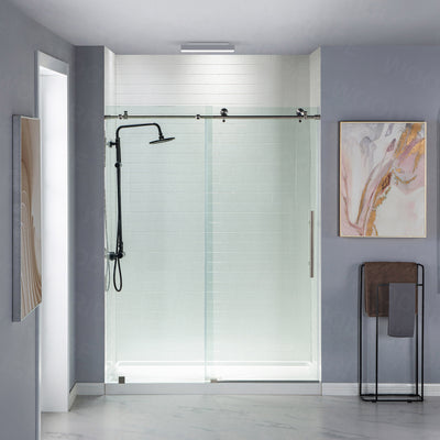 WOODBRIDGE MBSDC4876-B Frameless Shower Doors 44-48" Width x 76"Height with 3/8"(10mm) Clear Tempered Glass in Brushed Nickel Finish