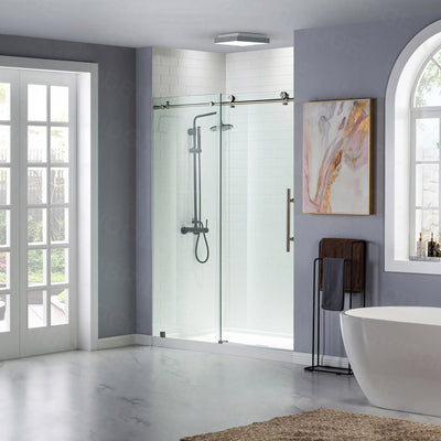 WOODBRIDGE MBSDC4876-B Frameless Shower Doors 44-48" Width x 76"Height with 3/8"(10mm) Clear Tempered Glass in Brushed Nickel Finish