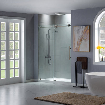 WOODBRIDGE MBSDC4876-B Frameless Shower Doors 44-48" Width x 76"Height with 3/8"(10mm) Clear Tempered Glass in Brushed Nickel Finish