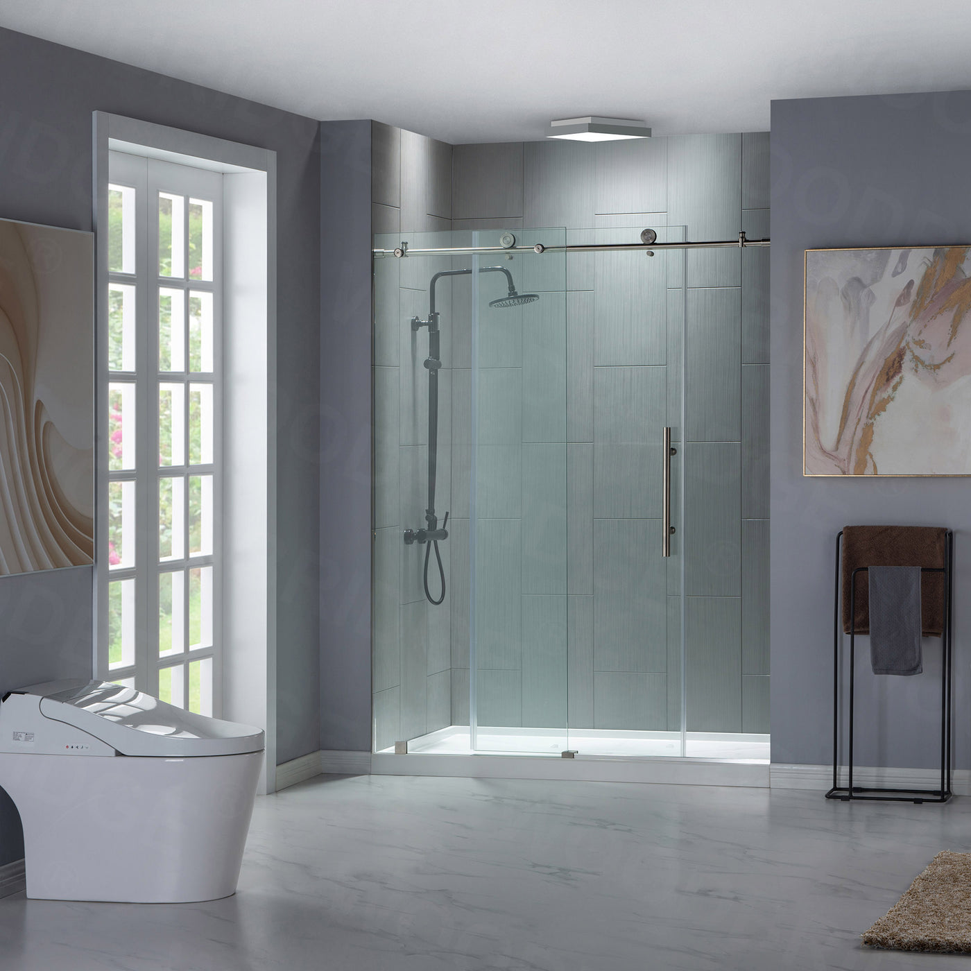 WOODBRIDGE MBSDC4876-B Frameless Shower Doors 44-48" Width x 76"Height with 3/8"(10mm) Clear Tempered Glass in Brushed Nickel Finish