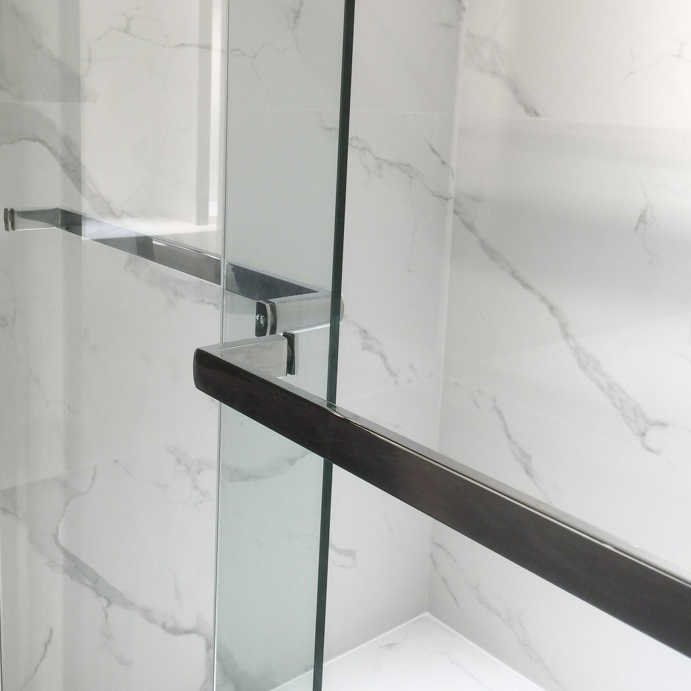 WOODBRIDGE Frameless Bathtub Shower Doors 56-60" Width x 62"Height with 5/16"(8mm) Clear Tempered Glass, 2 Ways Opening & Double Sliding in Matte Black Finish,ASD6062-MBL