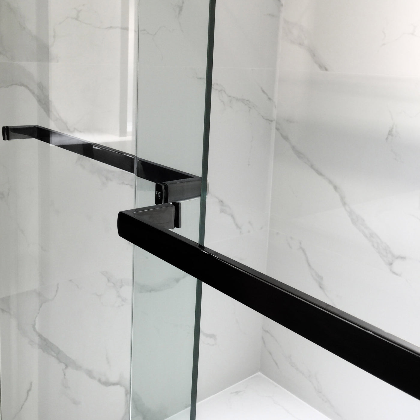 WOODBRIDGE Frameless Bathtub Shower Doors 56-60" Width x 62"Height with 3/8"(10mm) Clear Tempered Glass, 2 Ways Opening & Double Sliding in Matte Black Finish,SDD6062-MBL