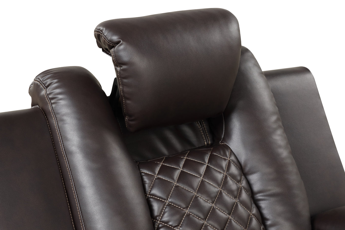 Benz LED & Power Reclining Sofa Made With Faux Leather in Brown