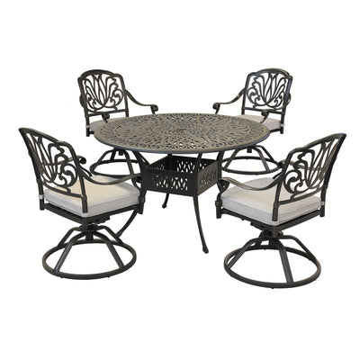 Round 4 - Person 48.03" Long Aluminum Dining Set with Cushions