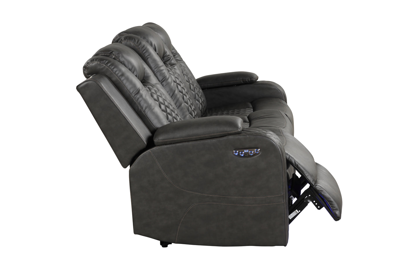 Benz LED & Power Recliner 2 PC Made With Faux Leather in Gray