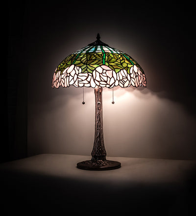 Meyda Lighting 22" High Tiffany Cabbage Rose Table Lamp- 242043