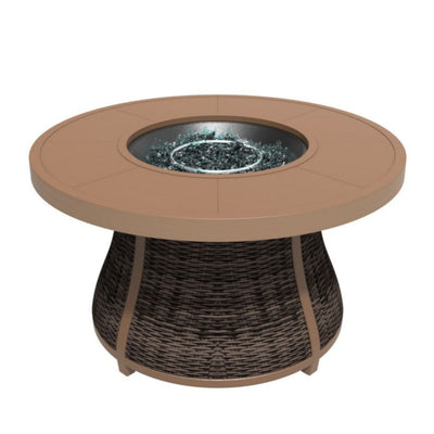 Direct Wicker Aluminum Round Propane Fire Pit Table with Hidden Fuel Tank