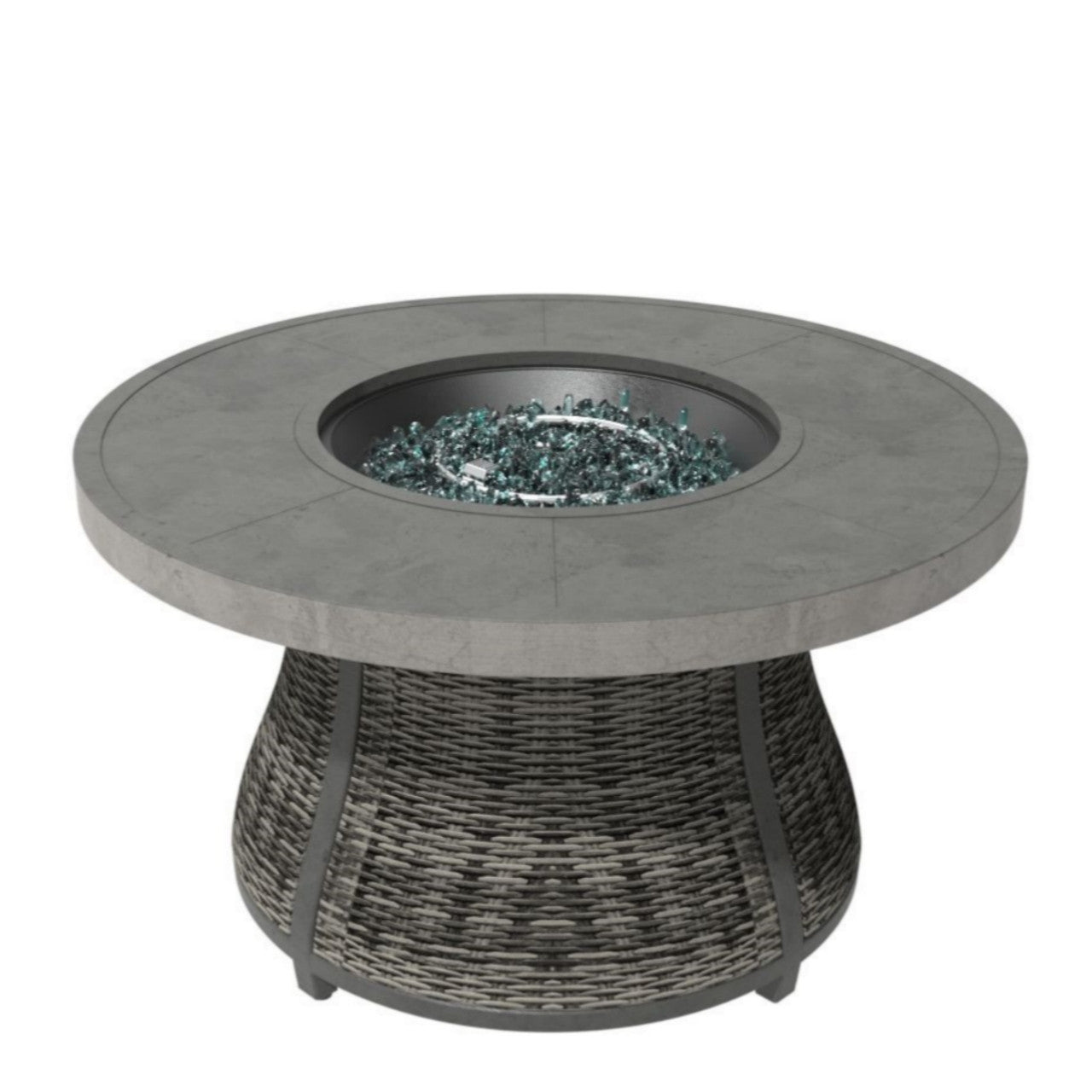 Direct Wicker Aluminum Round Propane Fire Pit Table with Hidden Fuel Tank