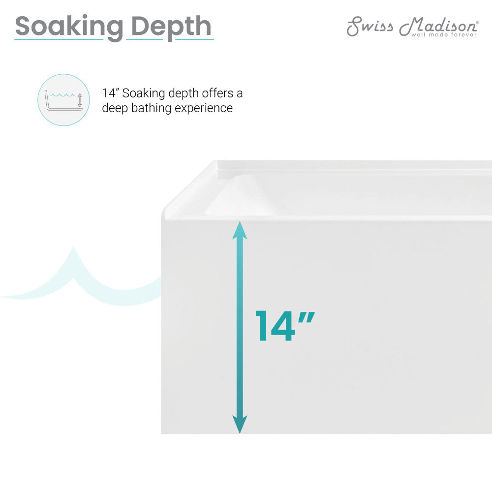 Swiss Madison Voltaire 60" x 30" Right-Hand Drain Alcove Bathtub with Apron SM-AB592