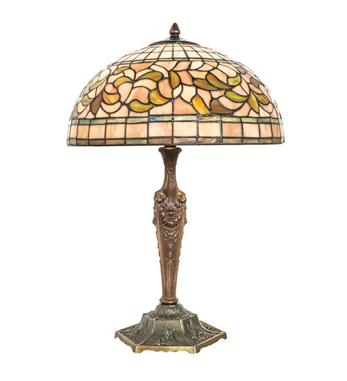Meyda Lighting 23" High Tiffany Turning Leaf Table Lamp - 253820