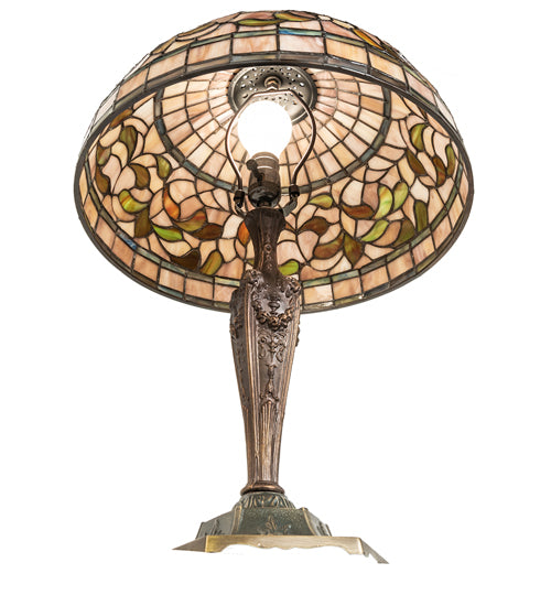 Meyda Lighting 23" High Tiffany Turning Leaf Table Lamp - 253820