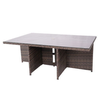 Direct Wicker 6 Seats Patio Dining Table Rectangular Dining Table with Brown or Gray Rattan (PAD-3234-Table)