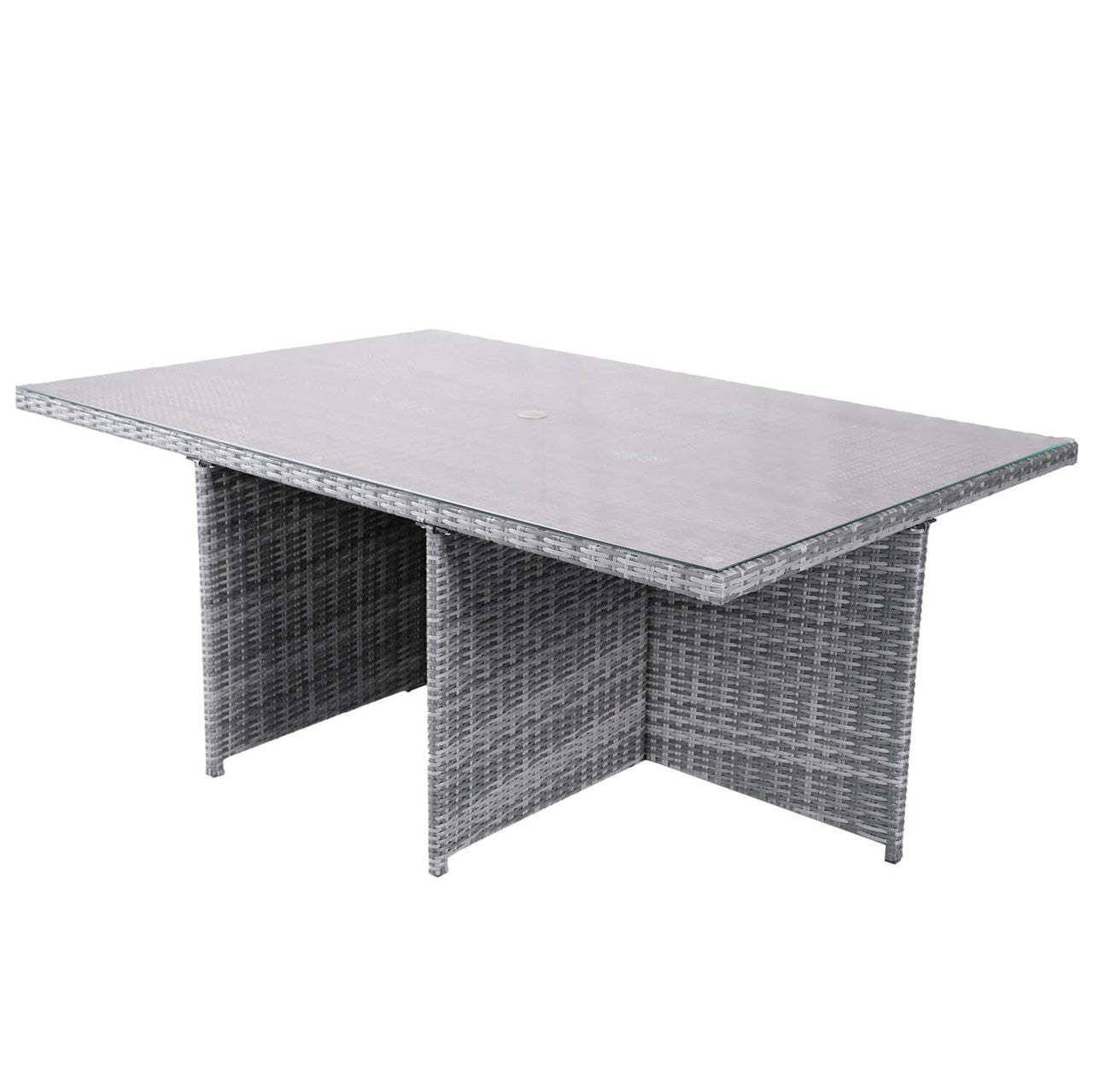 Direct Wicker 6 Seats Patio Dining Table Rectangular Dining Table with Brown or Gray Rattan (PAD-3234-Table)