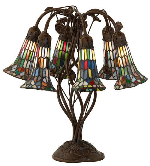 Meyda 19" High Stained Glass Pond Lily 6 Light Table Lamp - 255819
