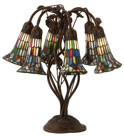 Meyda 19" High Stained Glass Pond Lily 6 Light Table Lamp - 255819