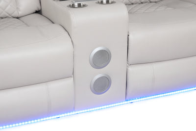 Benz LED & Power Recliner 2 PC Made With Faux Leather in Ice