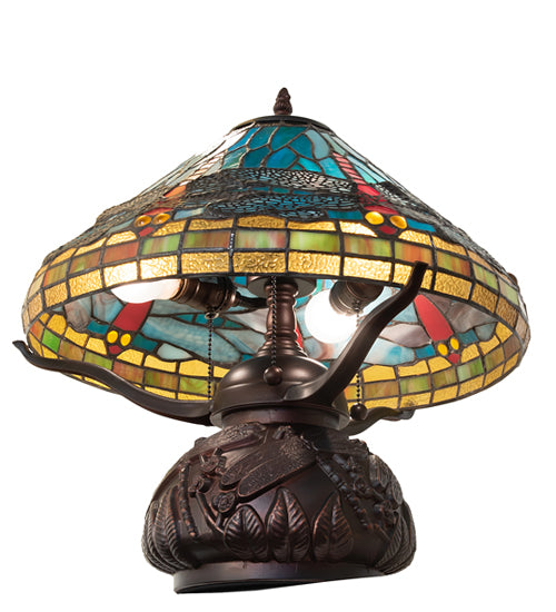 Meyda 17" High Tiffany Dragonfly Table Lamp - 261259