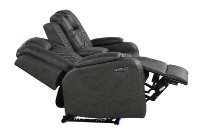 Benz LED & Power Recliner 3 PC Made With Faux Leather in Gray