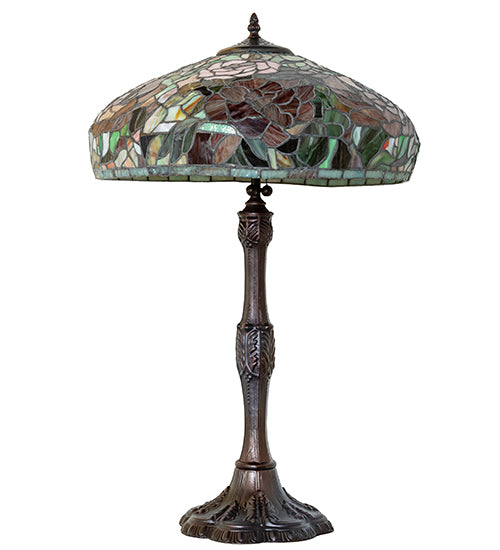 Meyda Lighting 26" High Tiffany Peony Table Lamp- 265071