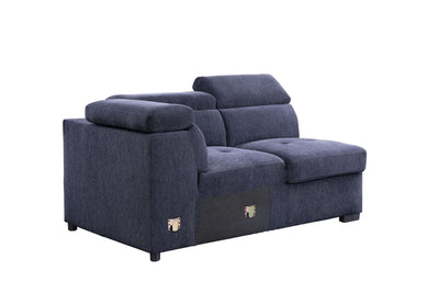 ACME Nekoda Storage Sleeper Sectional Sofa and Ottoman, Navy Blue Fabric 55520