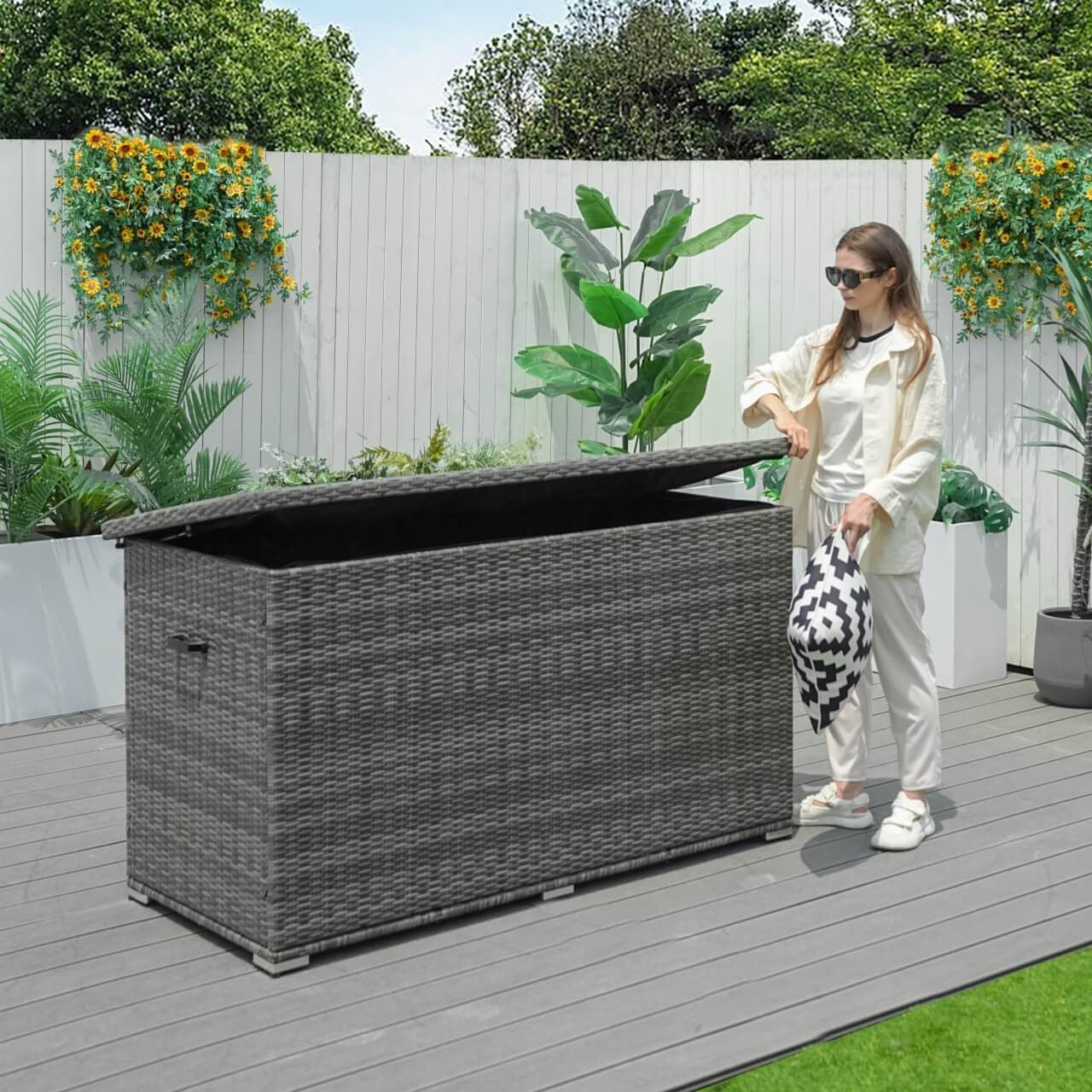 Direct Wicker Outdoor Wicker Storage Box -Stylish and Functional Storage Solution (PA-3256B)