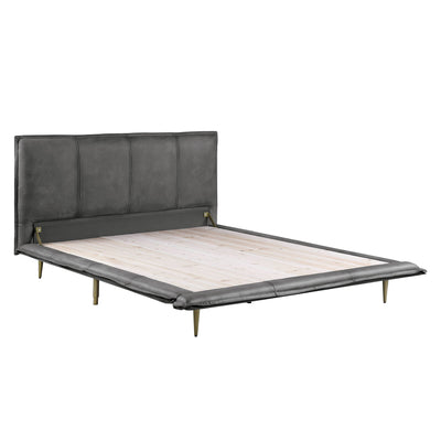 ACME Metis Eastern King Bed in Gray Top Grain Leather BD00558EK