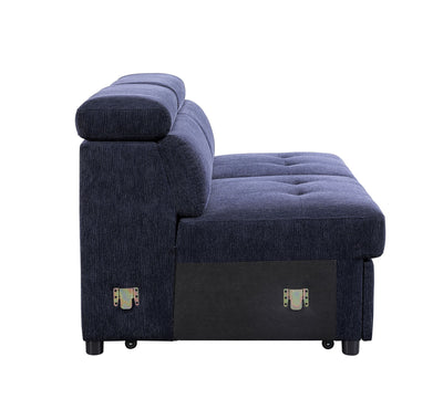 ACME Nekoda Storage Sleeper Sectional Sofa and Ottoman, Navy Blue Fabric 55520