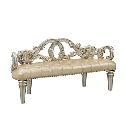 ACME Danae BENCH Champagne PU & Gold Finish BD01239