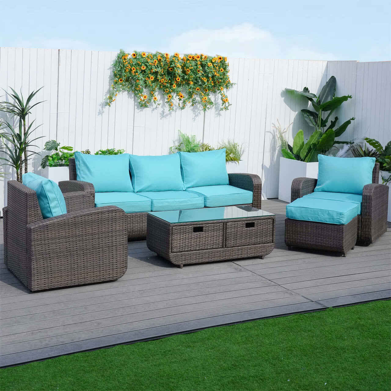 Direct Wicker's 5 Seats Patio Conversation Sofa Set PAS-1515