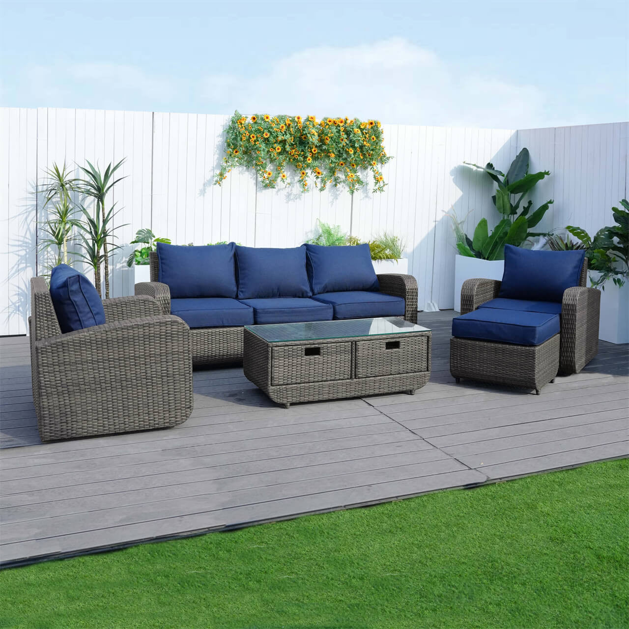 Direct Wicker's 5 Seats Patio Conversation Sofa Set PAS-1515