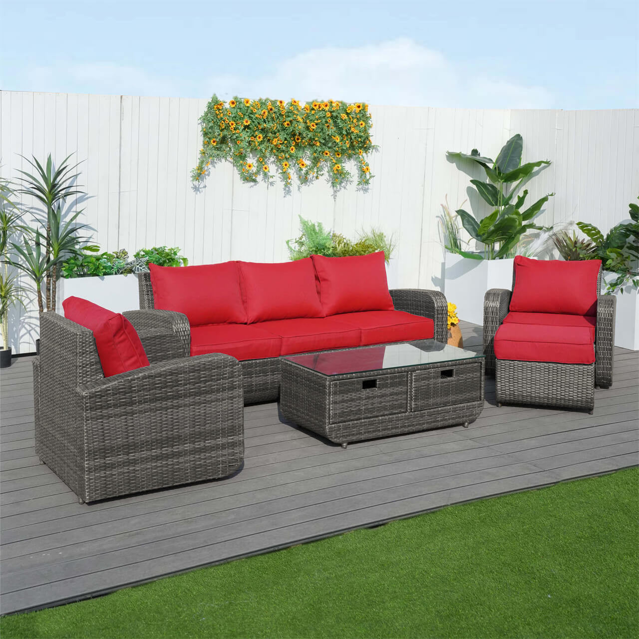 Direct Wicker's 5 Seats Patio Conversation Sofa Set PAS-1515