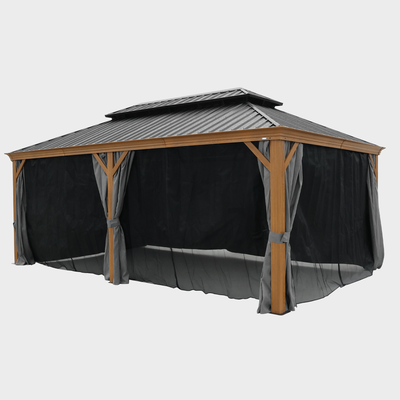 12X20ft Galvanized Steel Gazebos with Netting & Curtains