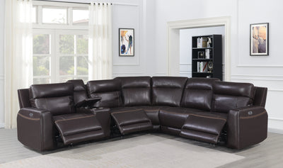 Customizable Dual-Power Leather Sectional - Top-Grain Leather, Power Headrest, Power Footrest - Transitional Styling, Perfect Fit