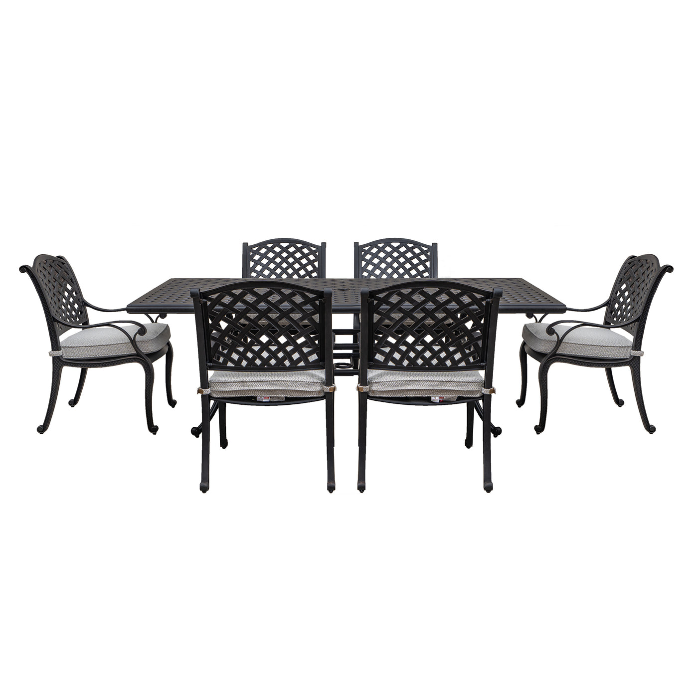 Stylish Outdoor 7-Piece Aluminum Dining Set with Cushion, Sandstorm