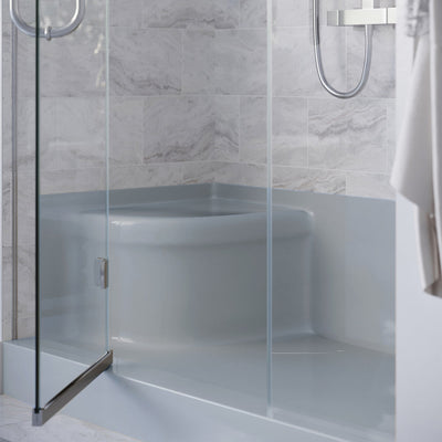 Swiss Madison Aquatique 60" x 32" Single Threshold Shower Base With Right Hand Drain and Integral Left Hand Seat in Grey SM-SB538E