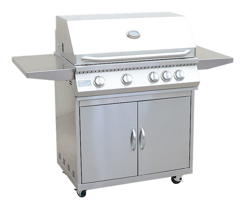 Kokomo Grills 4 Burner 32 Inch Cart Model BBQ Grill With Locking Casters 304 Stainless Steel_KO-BAK4BG+KO-BAK4BG-C