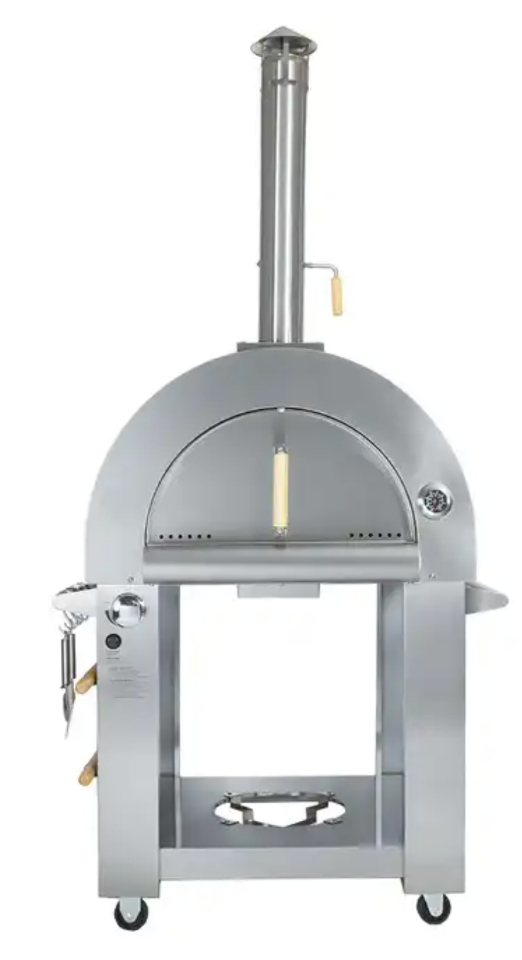 Kokomo Grills 32 Inch Dual Fuel Gas or Wood Fired Stainless Steel Pizza Oven_KO-PIZZAOVEN