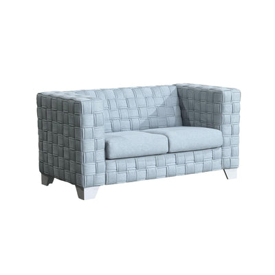 FX-D1 SOFA SET Include Chair Loveseat And Sofa Light Blue ColorLinen &  White color sofa legs