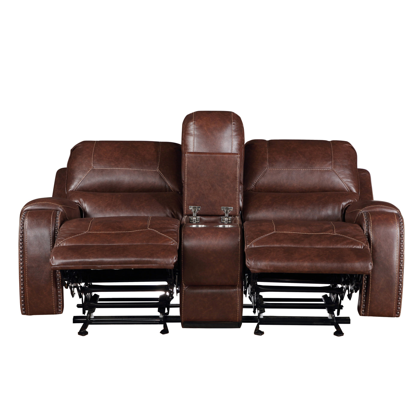 Keily - 3 Piece Manual Reclining Living Room Set In Faux Leather - Dark Brown