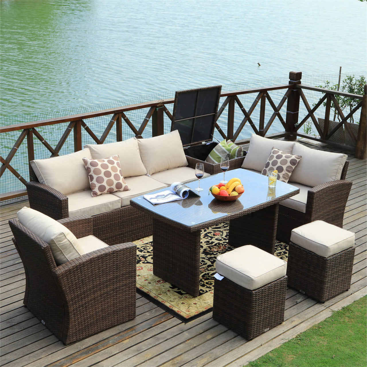 Direct Wicker's 8 Seats Outdoor Conversation Set - Patio Sofa Set PAS-1403B