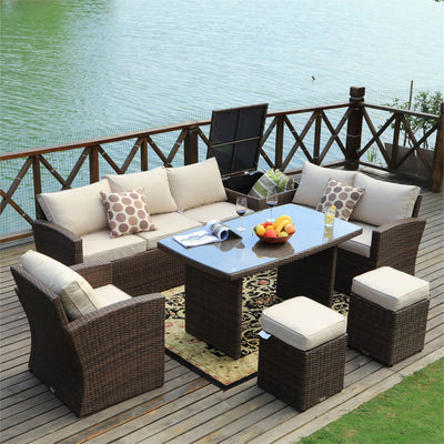 Direct Wicker's 8 Seats Outdoor Conversation Set - Patio Sofa Set PAS-1403B