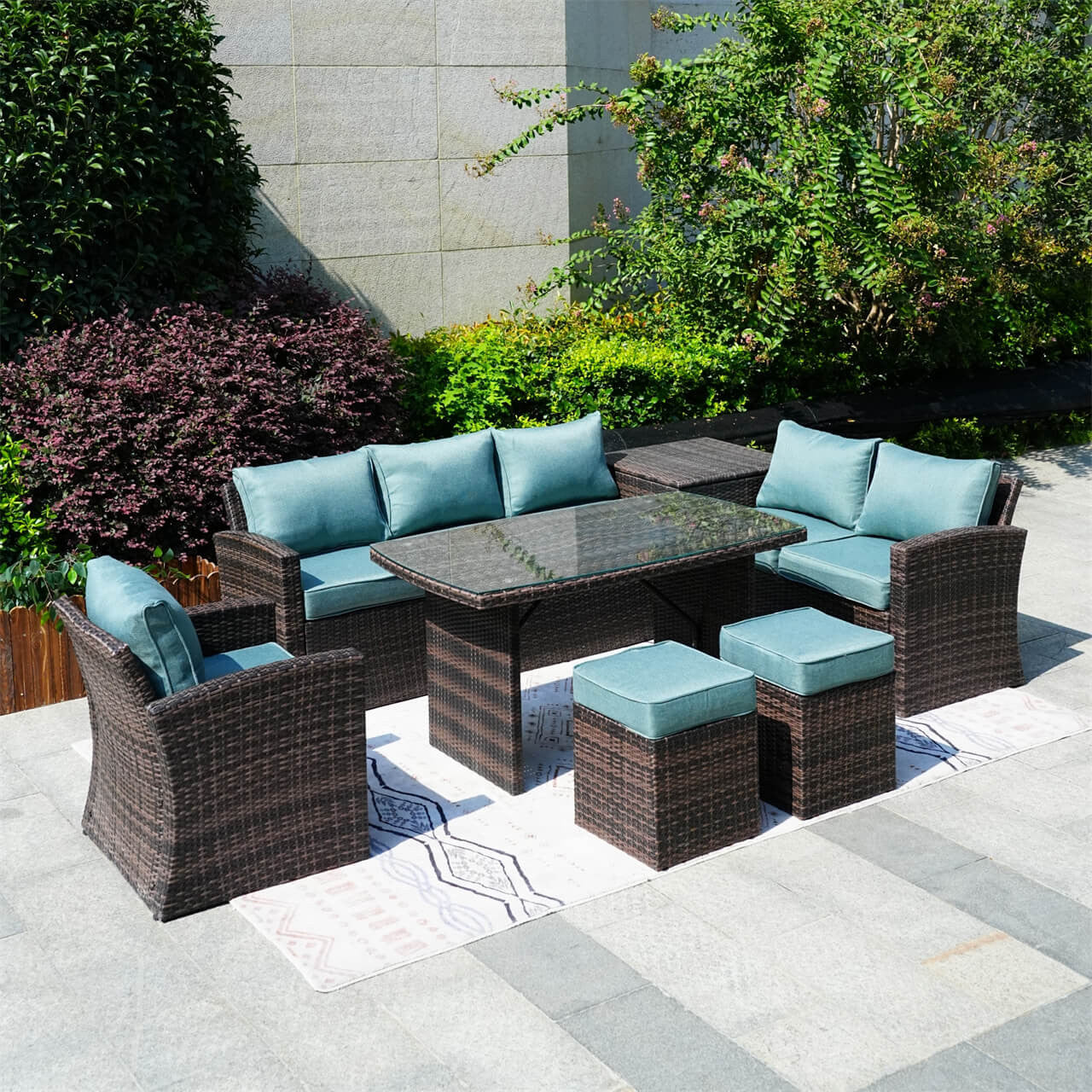 Direct Wicker's 8 Seats Outdoor Conversation Set - Patio Sofa Set PAS-1403B