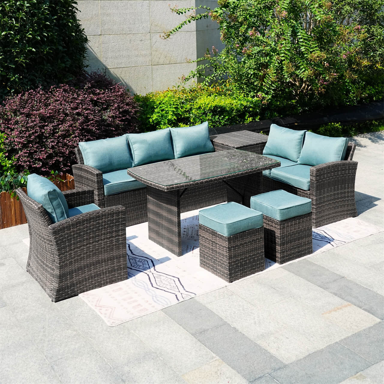 Direct Wicker's 8 Seats Outdoor Conversation Set - Patio Sofa Set PAS-1403B