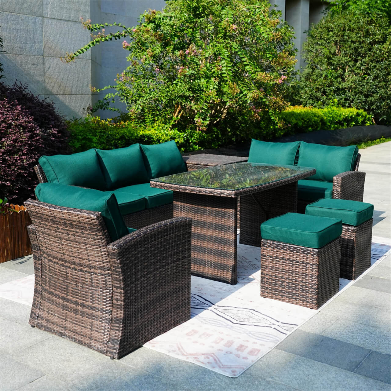 Direct Wicker's 8 Seats Outdoor Conversation Set - Patio Sofa Set PAS-1403B