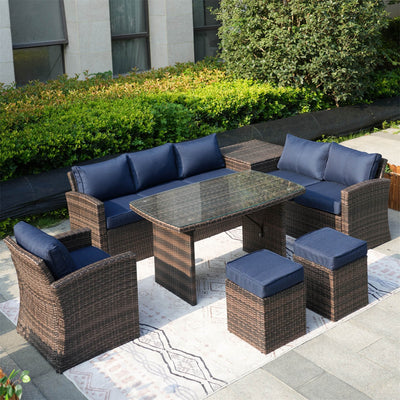 Direct Wicker's 8 Seats Outdoor Conversation Set - Patio Sofa Set PAS-1403B