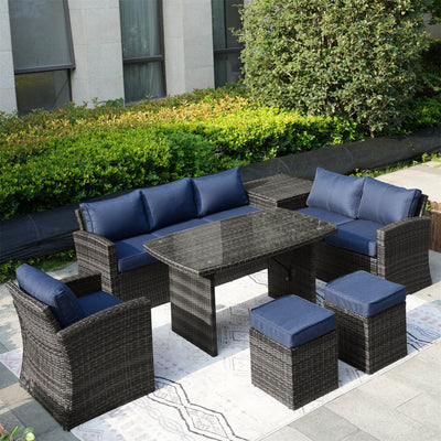 Direct Wicker's 8 Seats Outdoor Conversation Set - Patio Sofa Set PAS-1403B