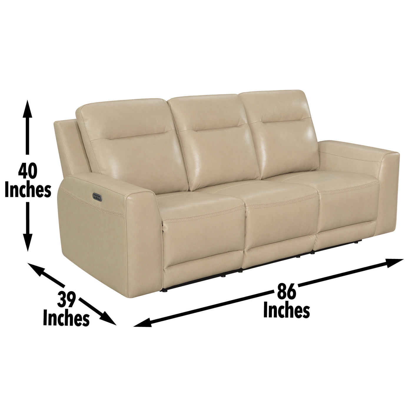 Doncella - 3 Piece Power Reclining Living Room Set - Beige