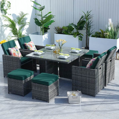 Direct Wicker 4 Seats Patio Dining Set Square Dining Table with Chairs (PAD-3233B-SET)