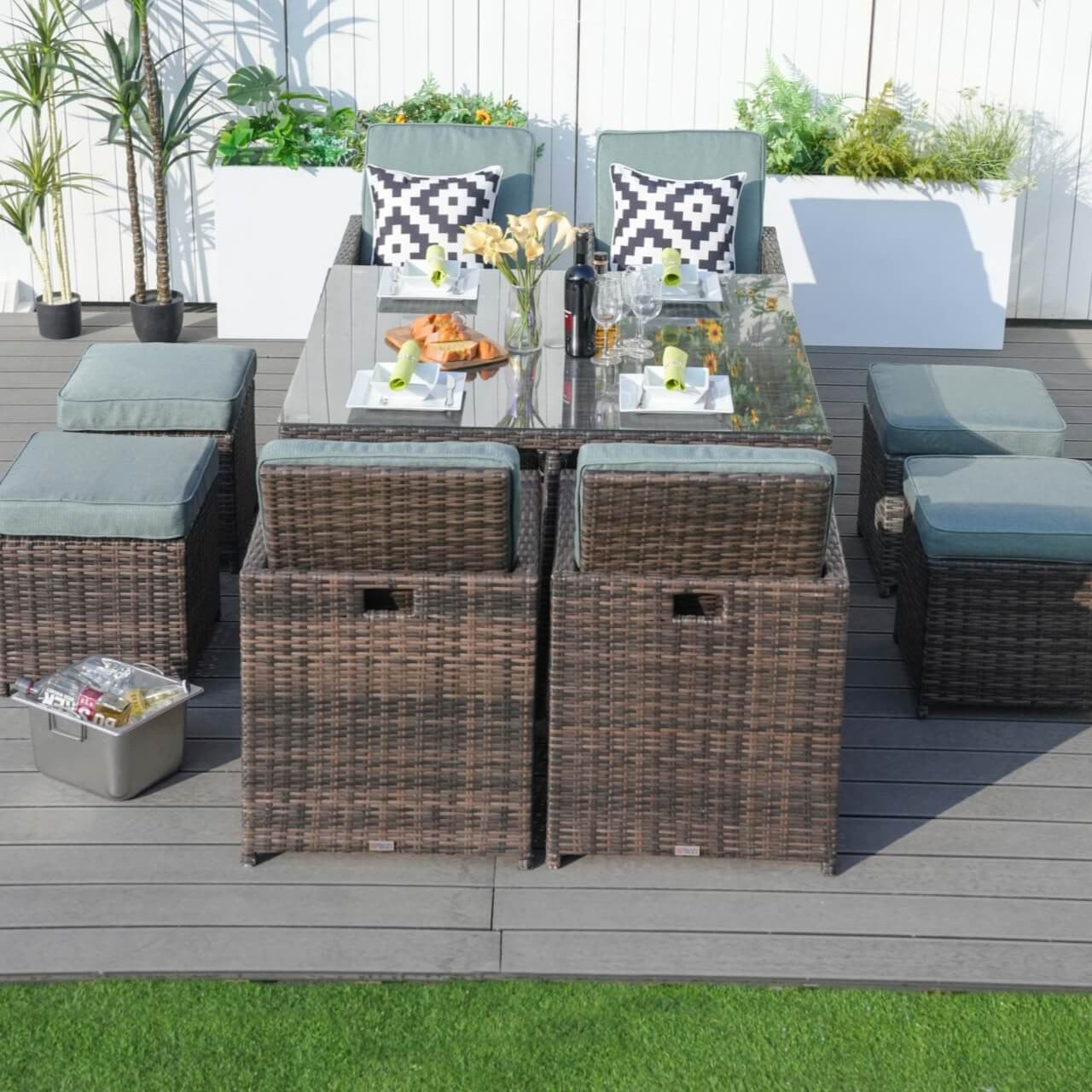 Direct Wicker 4 Seats Patio Dining Set Square Dining Table with Chairs (PAD-3233B-SET)