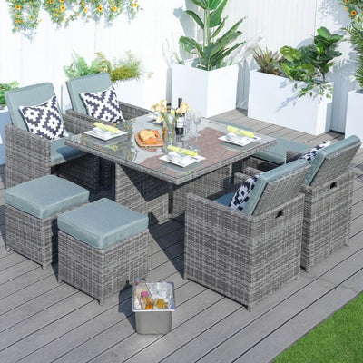 Direct Wicker 4 Seats Patio Dining Set Square Dining Table with Chairs (PAD-3233B-SET)